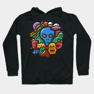 Alien monster doodle art Hoodie